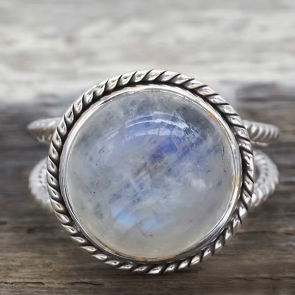 New!! Boho Style Moonstone Inlay Double Layer Ring - Picture 3 of 6